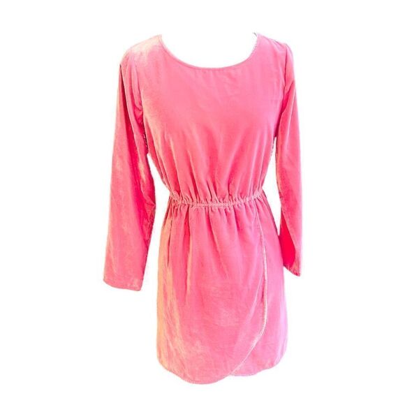 J Crew Velvet Tulip Hem Pink Long Sleeve Dress Size - Picture 1 of 3